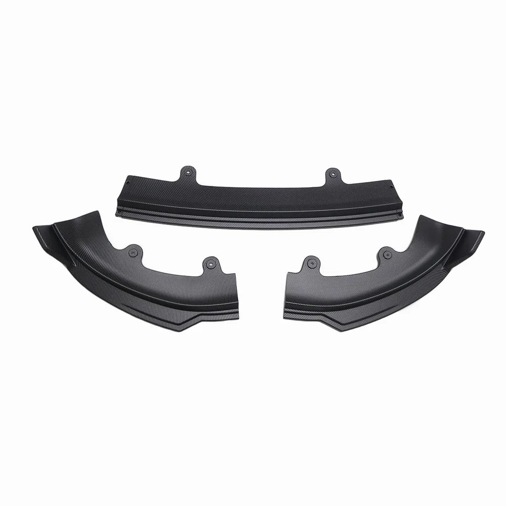 ABS 3-Piece No-Drill front bumper lip spoiler for Tesla Model Y Juniper 2025+ Matte Carbon Style