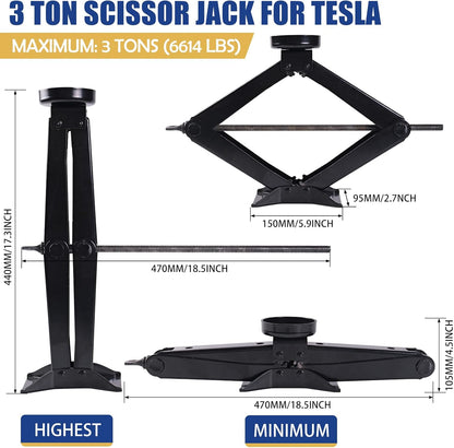 3 Ton Car Scissor Jack Kit for Tesla for Tesla Model 3/Y/S/X
