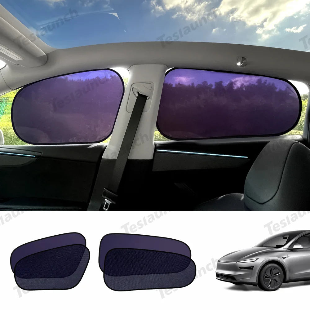 Static Cling Mesh Insulated Side Window Sunshade For Tesla Model Y Front Window + Rear Window (4 PCS)