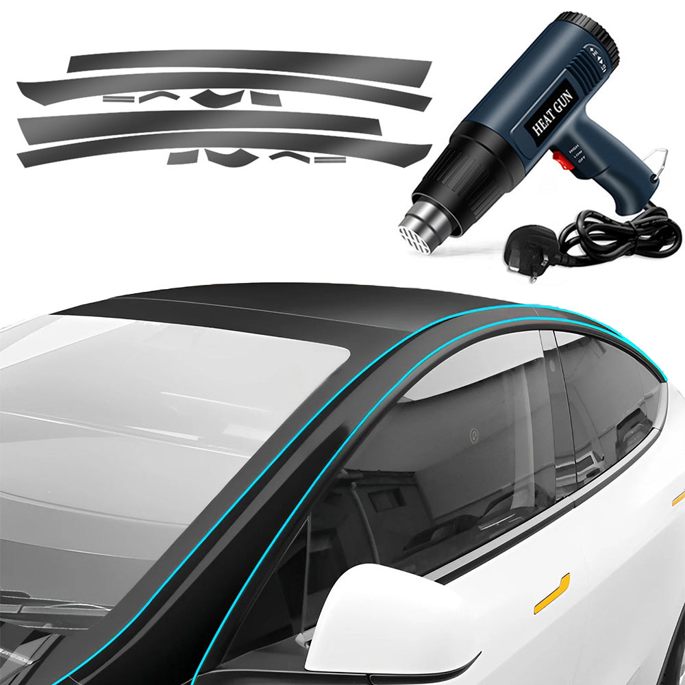 Pillar Delete for Tesla Model 3/Y- Glossy Black 2017-2023 Model 3 Vinyl Wrap & Heat Gun Kit UK Plug