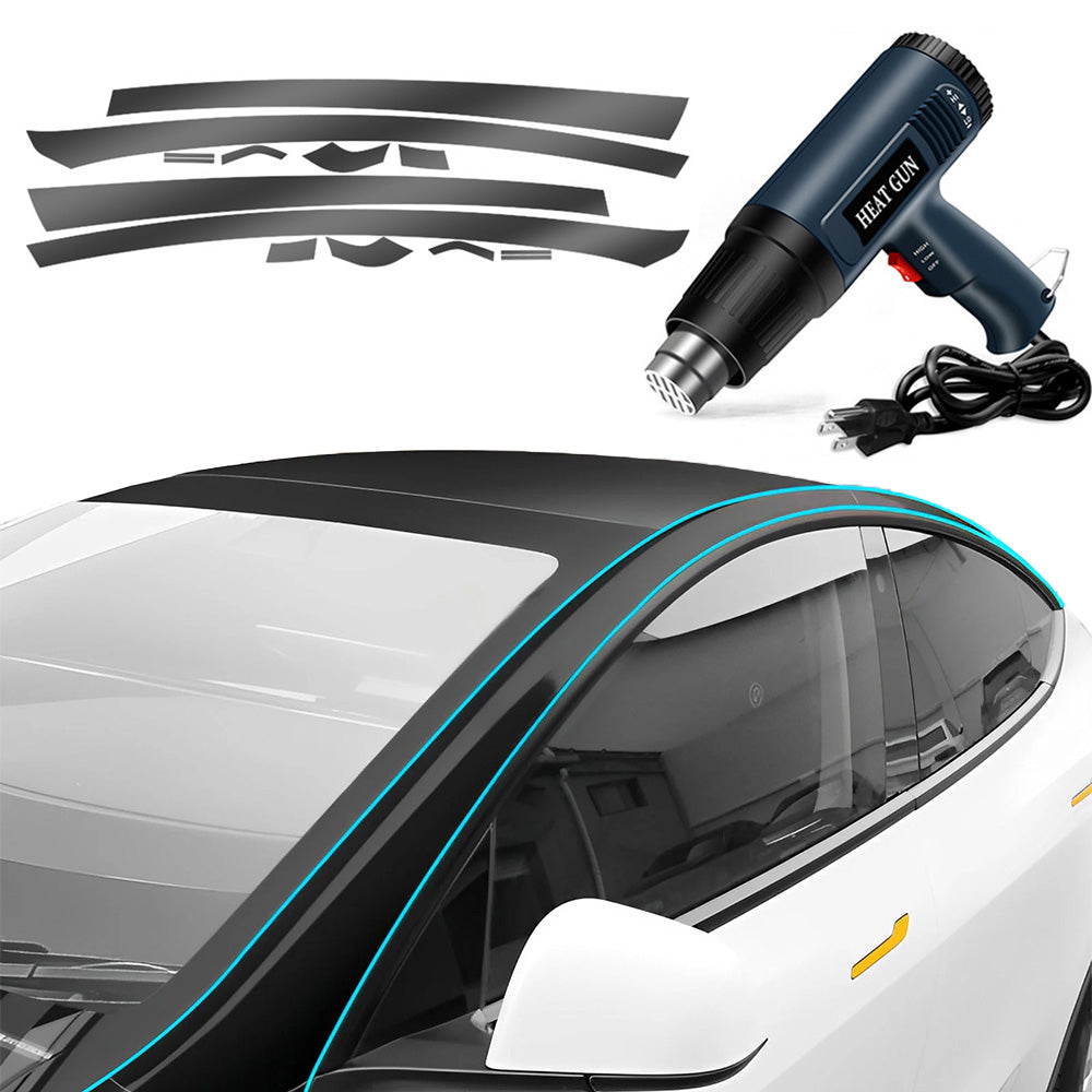Pillar Delete for Tesla Model 3/Y- Glossy Black 2017-2023 Model 3 Vinyl Wrap & Heat Gun Kit US Plug