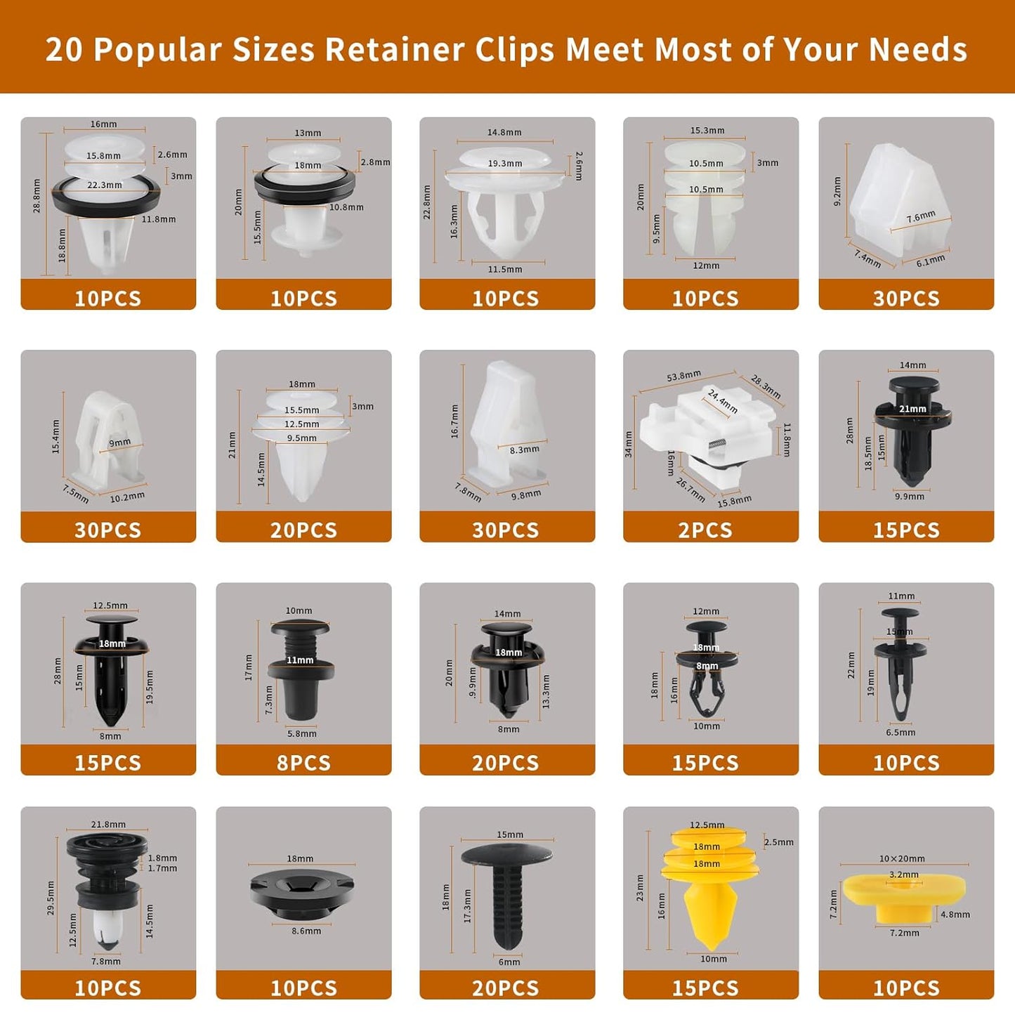 300PCS Tesla Fasteners Clips Nuts Plastic Rivets Kit for Tesla Model 3/Y/X/S