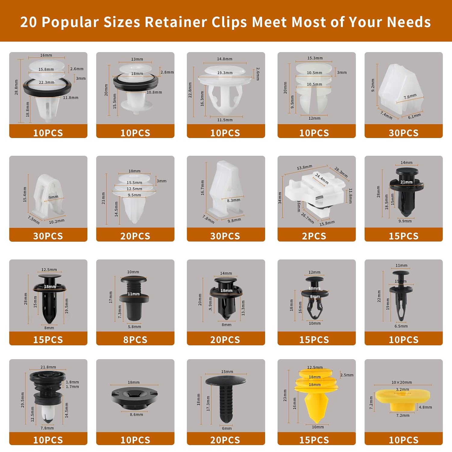 300PCS Tesla Fasteners Clips Nuts Plastic Rivets Kit for Tesla Model 3/Y/X/S