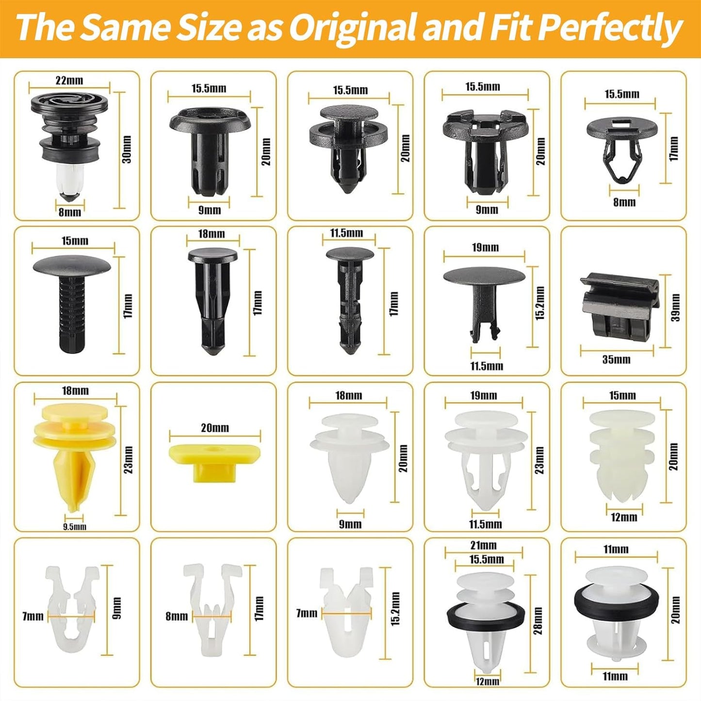 300PCS Tesla Fasteners Clips Nuts Plastic Rivets Kit for Tesla Model 3/Y/X/S