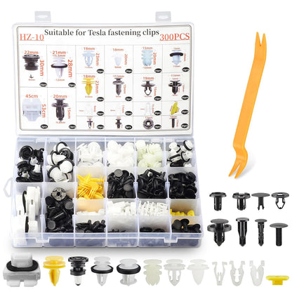 300PCS Tesla Fasteners Clips Nuts Plastic Rivets Kit for Tesla Model 3/Y/X/S 300Pcs Clips + Remover