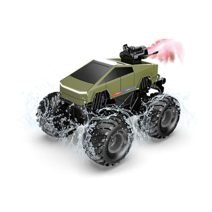 1:20 Scale Cybertruck-Inspired Amphibious RC Toy Car — 4WD Off-Road All-Terrain Truck TCS13 Pickup (Spray) Green