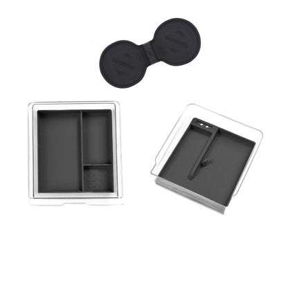 2024 Model 3 Highland Center Console Organizer Tray Designed For Armrest Storage Box Cup pad Wireless charging pad Set Central Control + Armrest Box Storage Box+Silicone Pad(Black-3pcs)