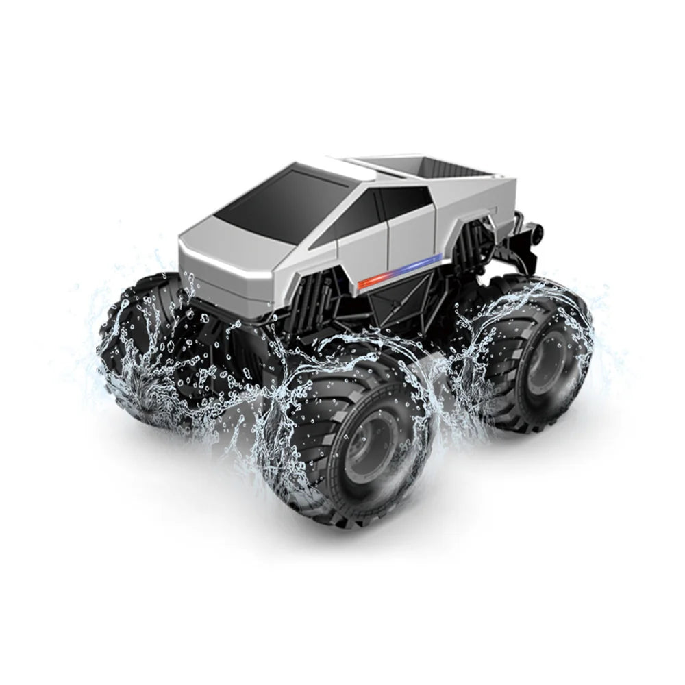 1:20 Scale Cybertruck-Inspired Amphibious RC Toy Car — 4WD Off-Road All-Terrain Truck TCS12 Pickup (Standard) Silver