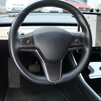 [Real Carbon Fiber] Steering Wheel Cover For Model 3/Y Accessories (2017-2023)