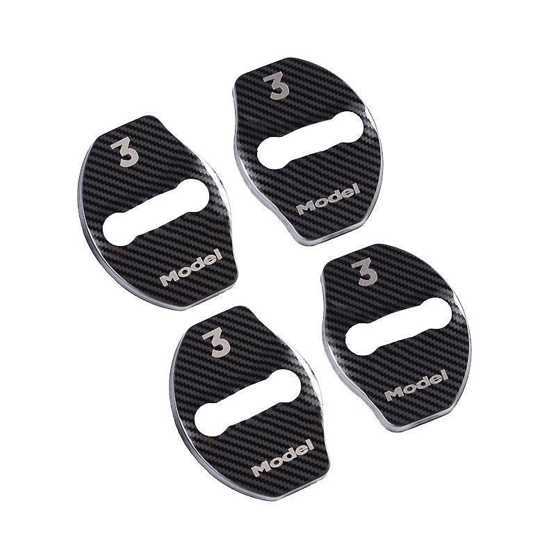 Model 3/Y Door Latch Lock Covers CF Coated (Set Of 4) Model 3 Carbon Fiber