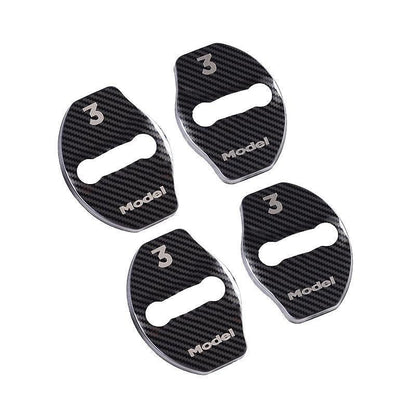 Model 3/Y Door Latch Lock Covers CF Coated (Set Of 4) Model 3 Carbon Fiber