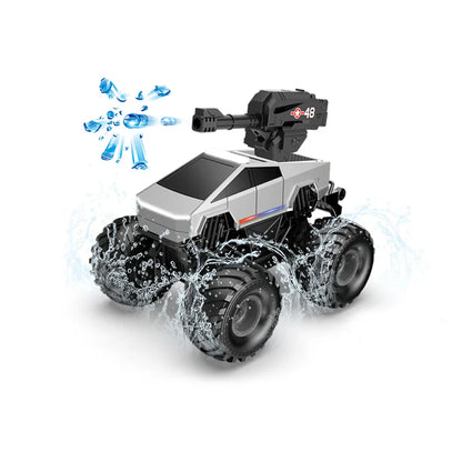 1:20 Scale Cybertruck-Inspired Amphibious RC Toy Car — 4WD Off-Road All-Terrain Truck TCS15 Pickup (Water Bullet) Silver