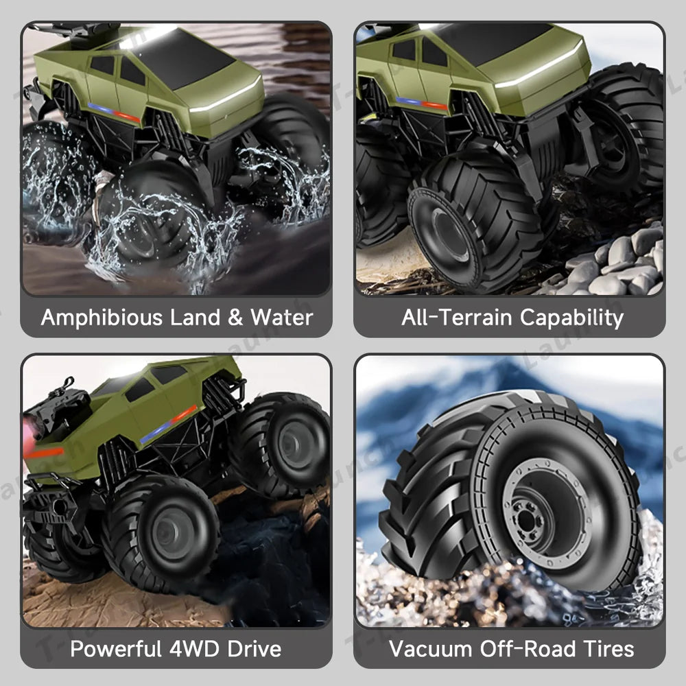1:20 Scale Cybertruck-Inspired Amphibious RC Toy Car — 4WD Off-Road All-Terrain Truck