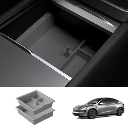 Multi-Functional Center Console Organizer for Tesla Model Y Juniper 2025+ Grey