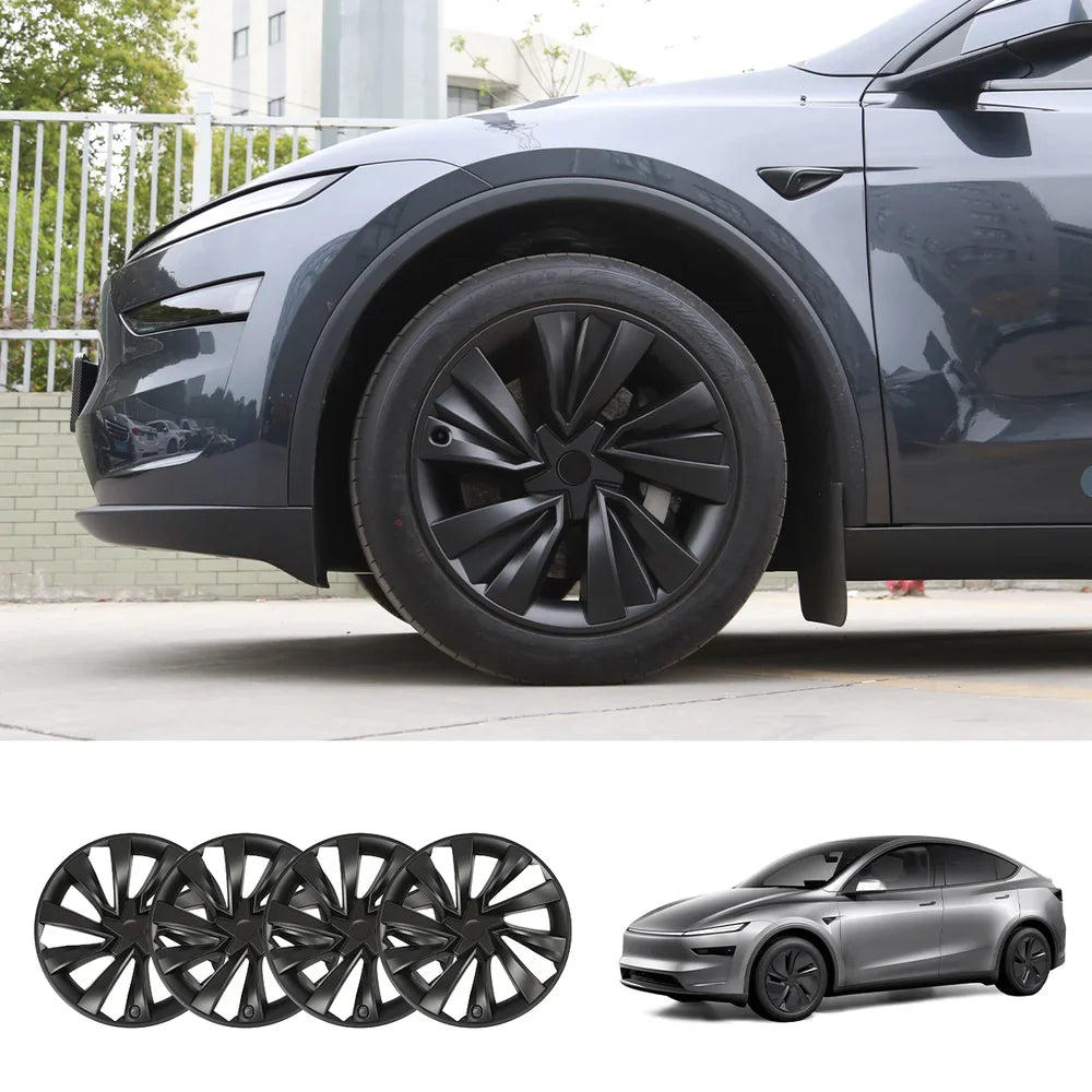 19'' Crossflow Wheel Cover Hubcaps for Tesla Model Y Juniper 2025+ – Turbine Styles (Set of 4) Turbine Style Matte Black Set of 4