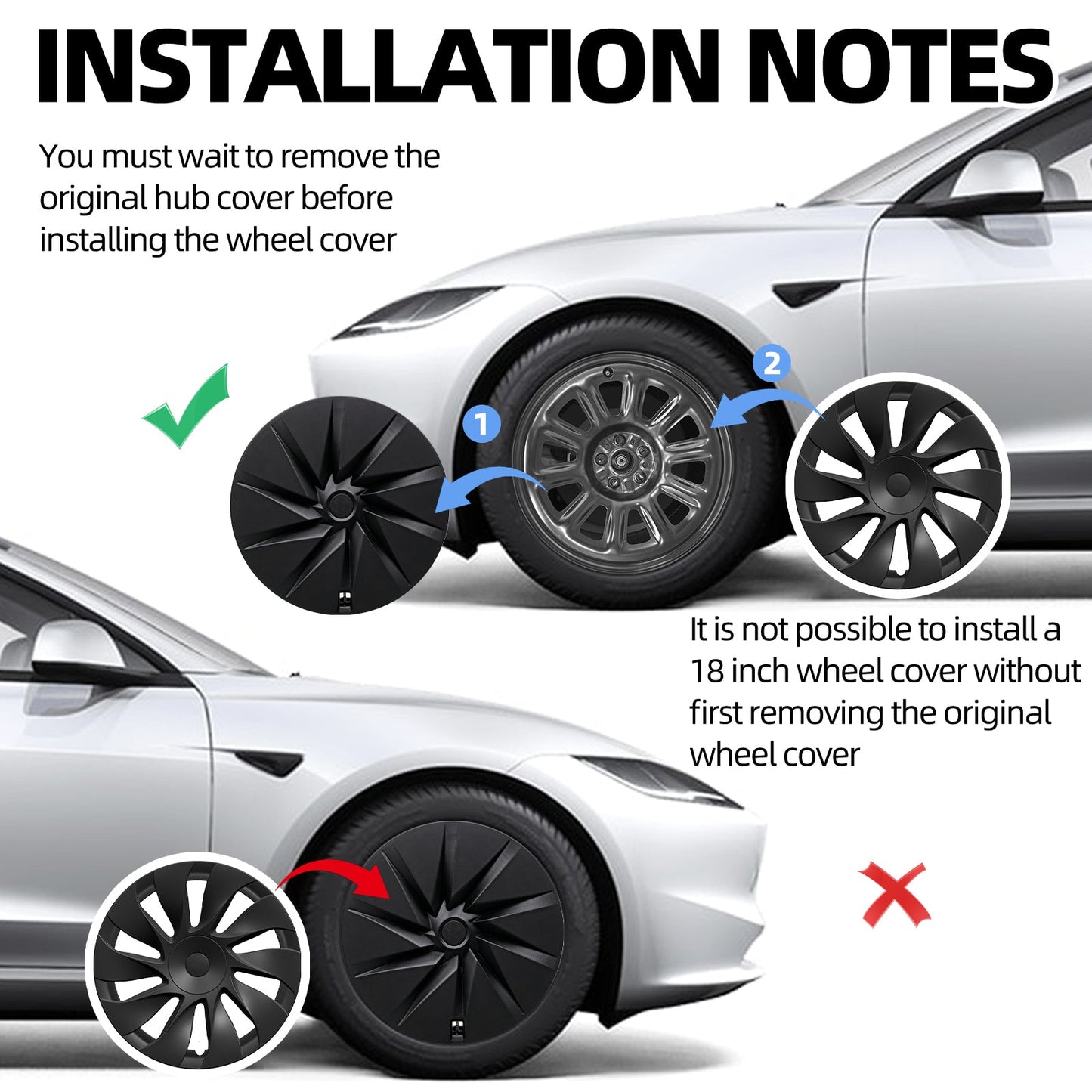18" Cyclone Wheel Covers For Tesla Model 3