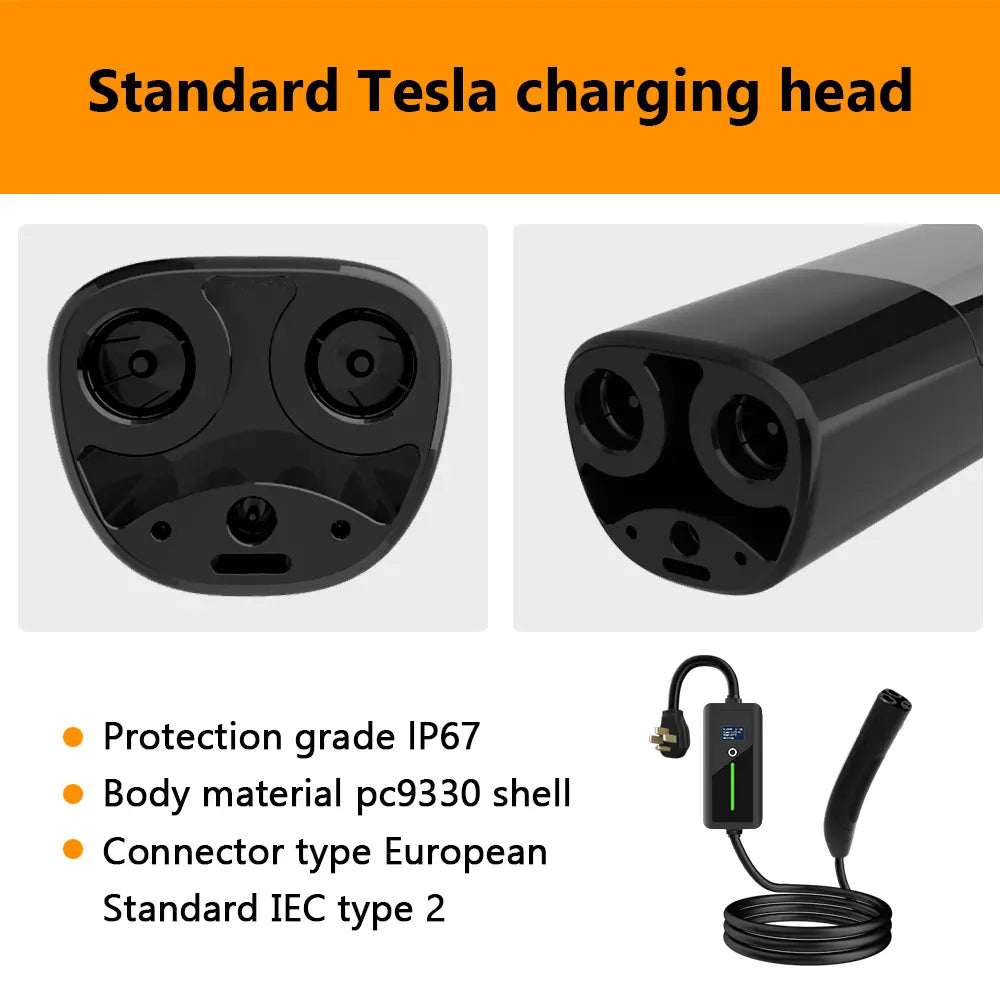 Level 2 J1772/NACS EV Charger for Home Portable EV Charger with Screen Display Adjustable Current