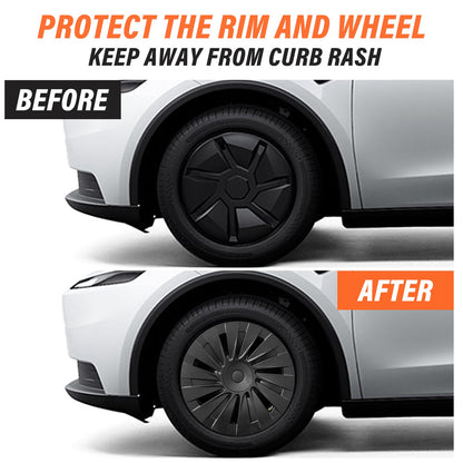 4PCS 18" Matte Black Blade Style Hub Cap for Tesla Model Y 2026