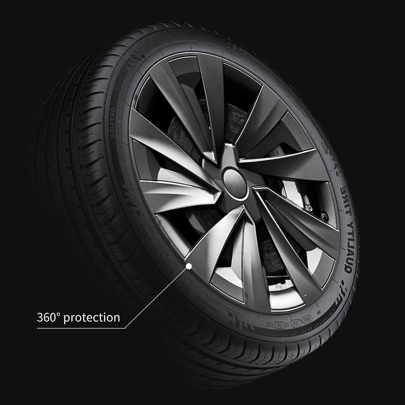 Design for Tesla Model Y Juniper 2025+ Wheel Cover 20 Inch 4pcs Black Turbine Style Hubcaps