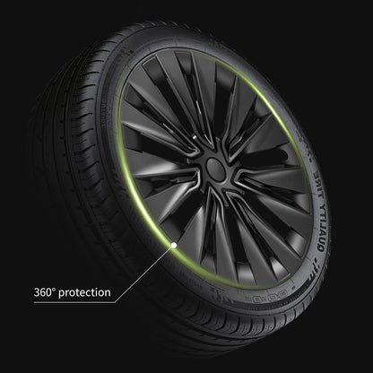 19" Black Turbine Wheel Cover Hubcaps for Tesla Model Y 2020-2024 – Set of 4