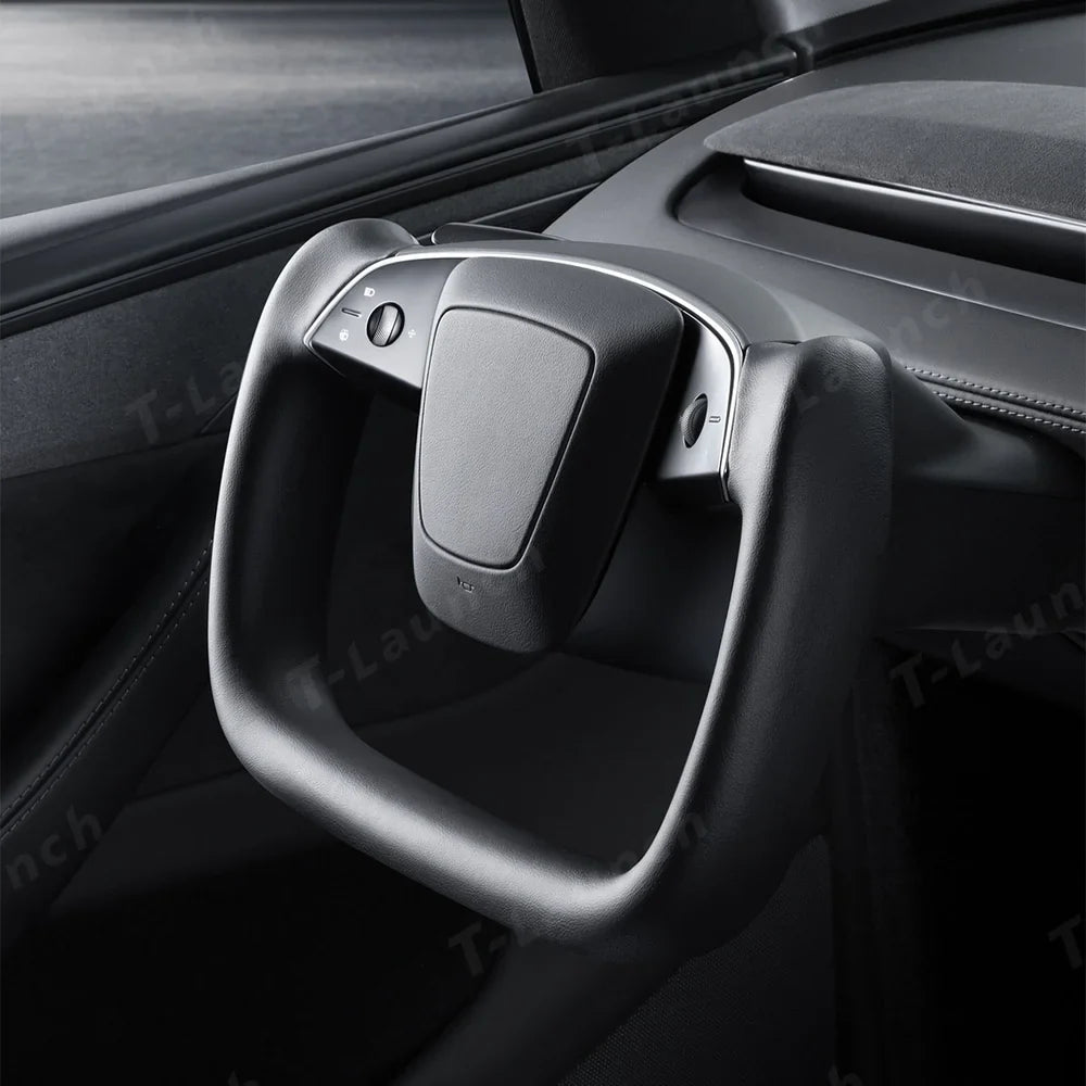 Nappa Leather Open-Bottom Yoke/Cyber Steering Wheel Driving Wheel Upgrade for Model Y Juniper/ Model 3 Highland