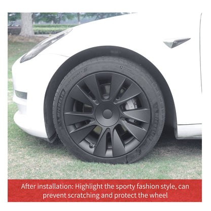 18"Matte Black Knife Style Wheel Cover Hubcap for Tesla Model 3 2017-2023