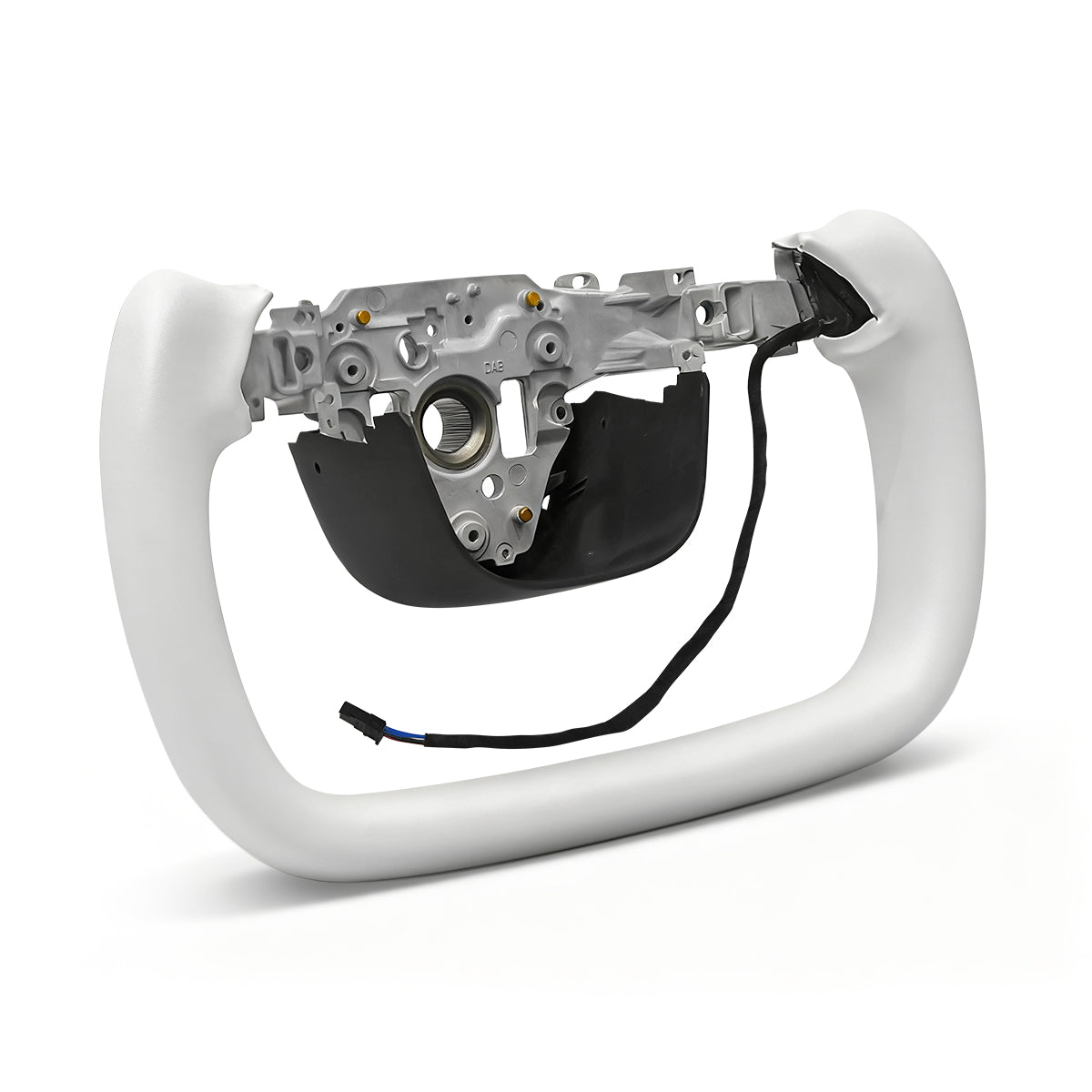 Nappa Leather Open-Bottom Yoke/Cyber Steering Wheel Driving Wheel Upgrade for Model Y Juniper/ Model 3 Highland 2026 Model Y Juniper Yoke White