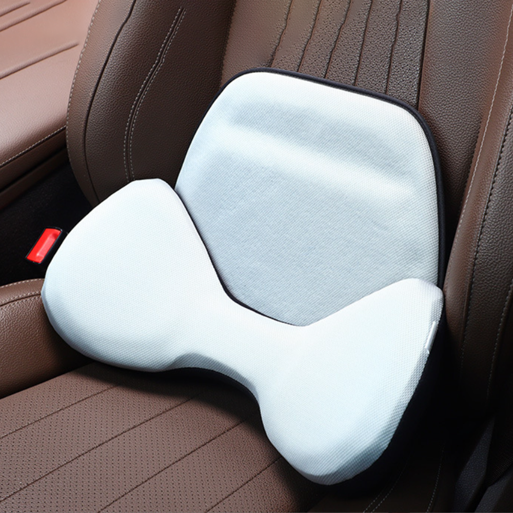 Ergonomic Ice Silk Breathable Lumbar Support Pillow - Fits All Cars Grey