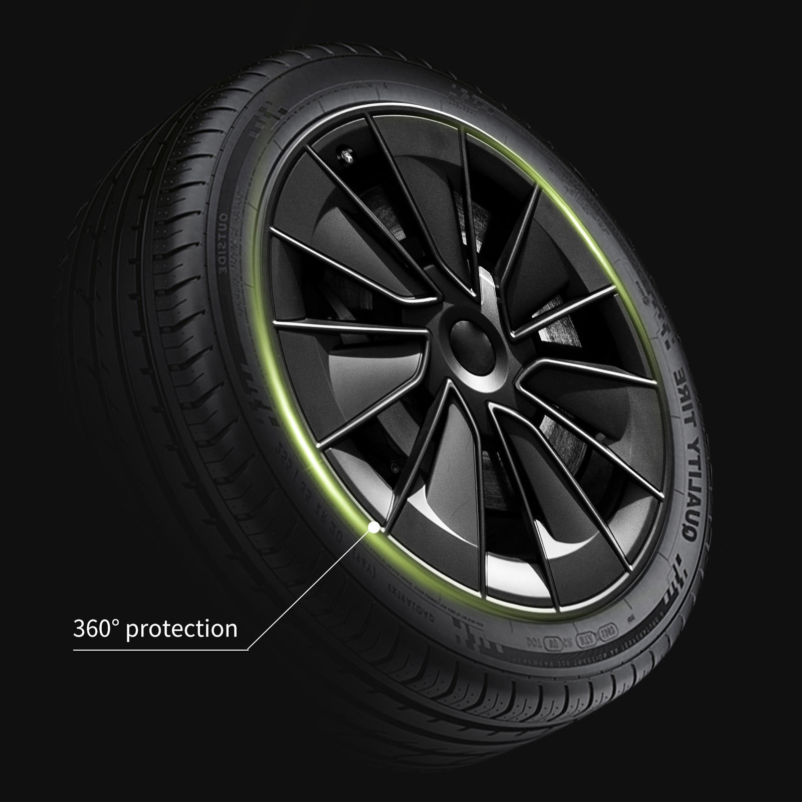 19" Matte Black Knife Wheel Cover Hubcaps for Tesla Model Y 2020-2024