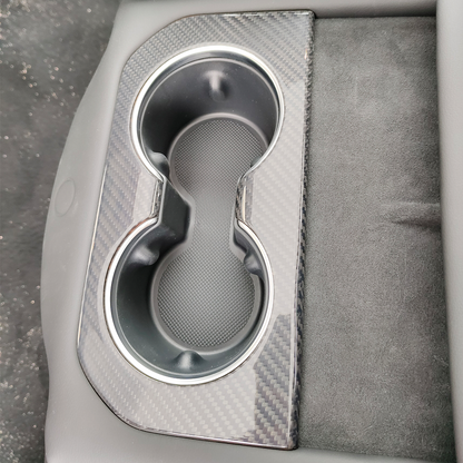[Real Carbon Fiber] Rear Cup Holder Cover for Tesla Model S 2021+