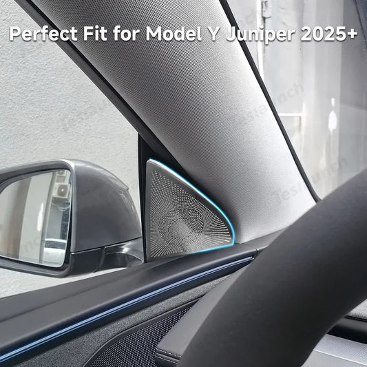 Stainless Steel Front Door Triangle Speaker Covers for Tesla Model Y Juniper 2025+