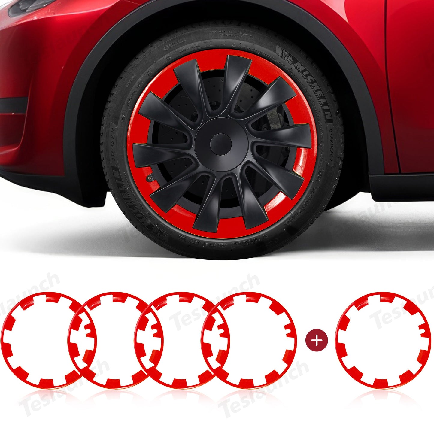 Model Y Rim Protector for 21'' Uberturbine and 20'' Induction Wheel Ultimate Protection Refreshed Wheels(4 Pack) MY 20'' Induction Wheel Red Special Offer (5 Pack)