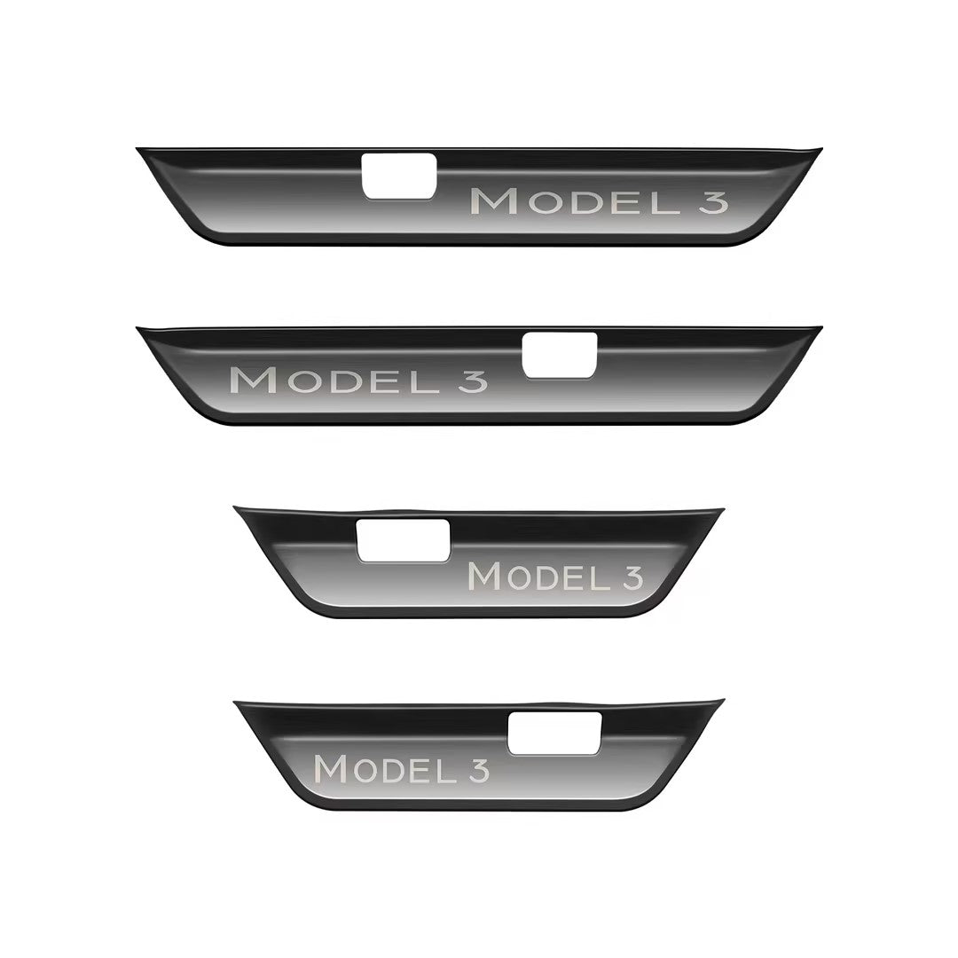 Anti-scratch Front Rear Door Sill Protector Cover for Tesla Model 3 Highland 2024+ Black Brushed