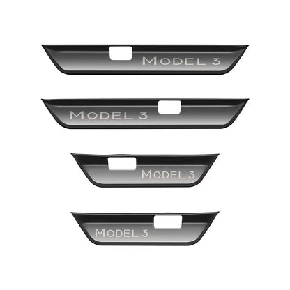 Anti-scratch Front Rear Door Sill Protector Cover for Tesla Model 3 Highland 2024+ Black Brushed