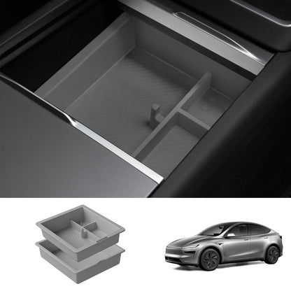 Center Console & Armrest Storage Box for Tesla Model Y Juniper 2025+ Central Control Storage Box Gray
