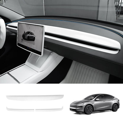 ABS Dashboard Trim Cover for Tesla Model Y Juniper 2025+ Upper+Lower Dashboard Cover Matte White
