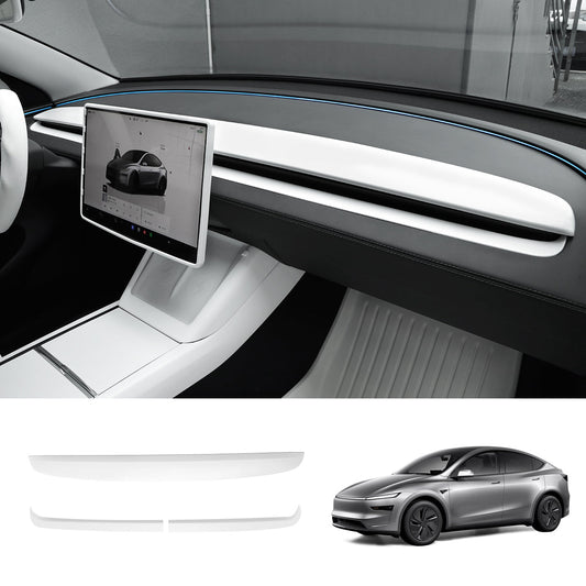 ABS Dashboard Trim Cover for Tesla Model Y Juniper 2025+ Upper+Lower Dashboard Cover Matte White