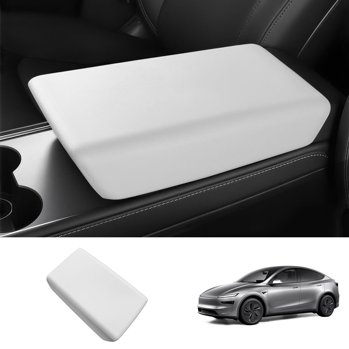TPE Center Console Armrest Cover for Tesla Model Y Juniper 2025+ White