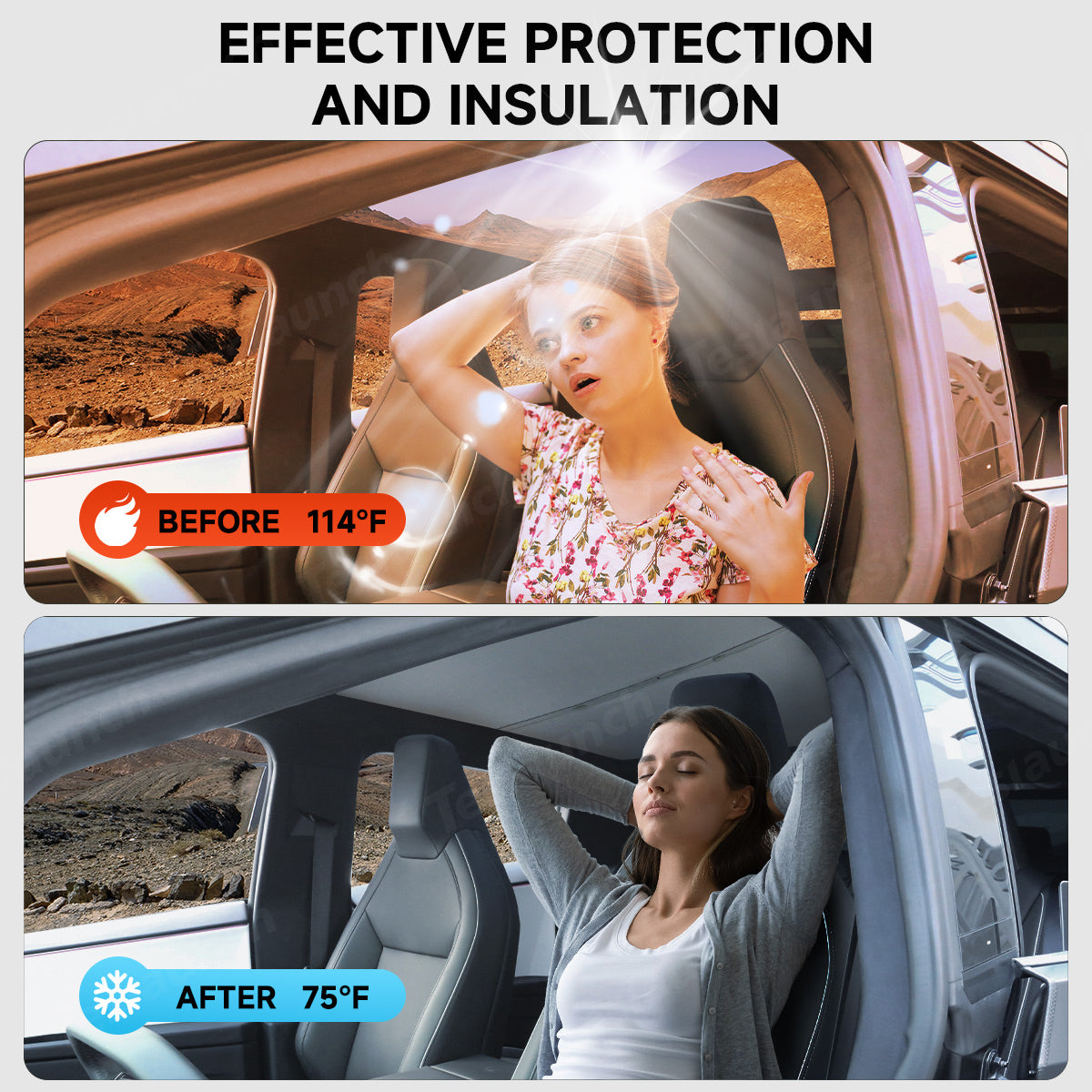 Split Nano Ice Crystal Glass Roof Sunshade for Cybertruck (2 PCS)