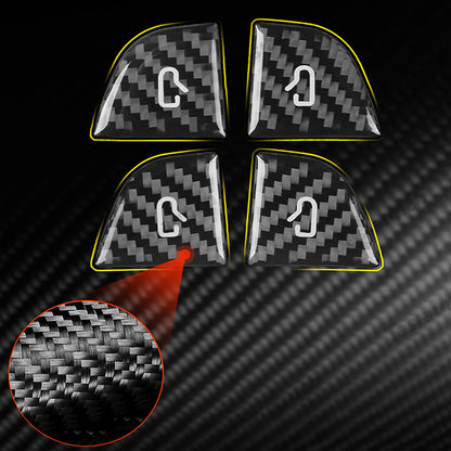 Real Carbon Fiber Window Switch Button Cover Sticker 4 PCS For Tesla Model 3 Highland 2024+ / Model Y Juniper 2025+