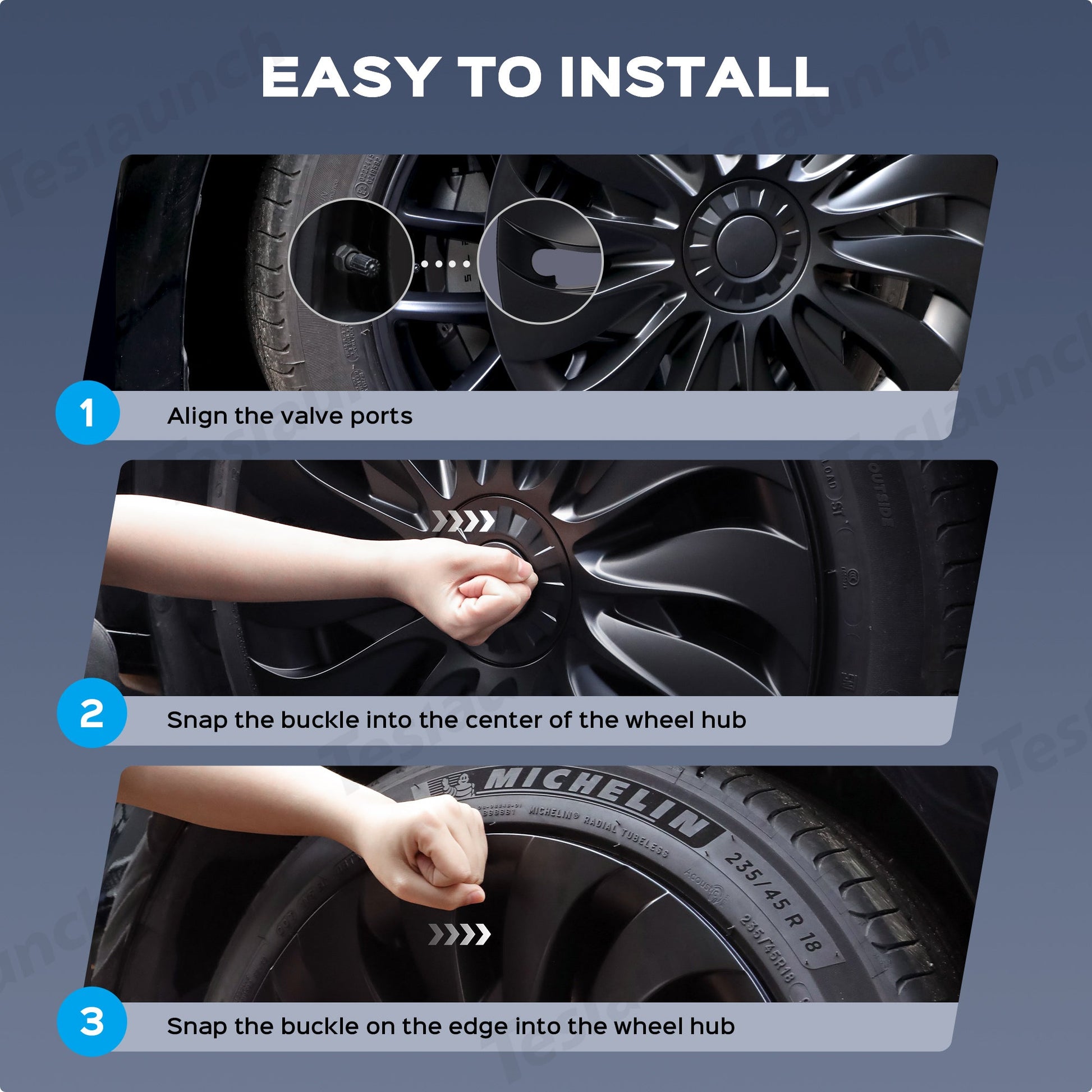 Storm Style Full Cover Wheel Hubcap For Tesla 2024 Model 3 Highland 18-inch Wheels (4PCS)