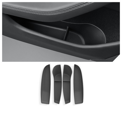 TPE Side Door Storage Box for Tesla Model Y/S/X/Model 3 Highland Model 3 Highland 2024+ Front & Rear (4 Pcs) Black