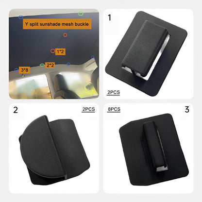 Sunshade Clips- Fits All Model Black Full Set 12 pcs(2*middle clips+2*connect clips+8*side clips)
