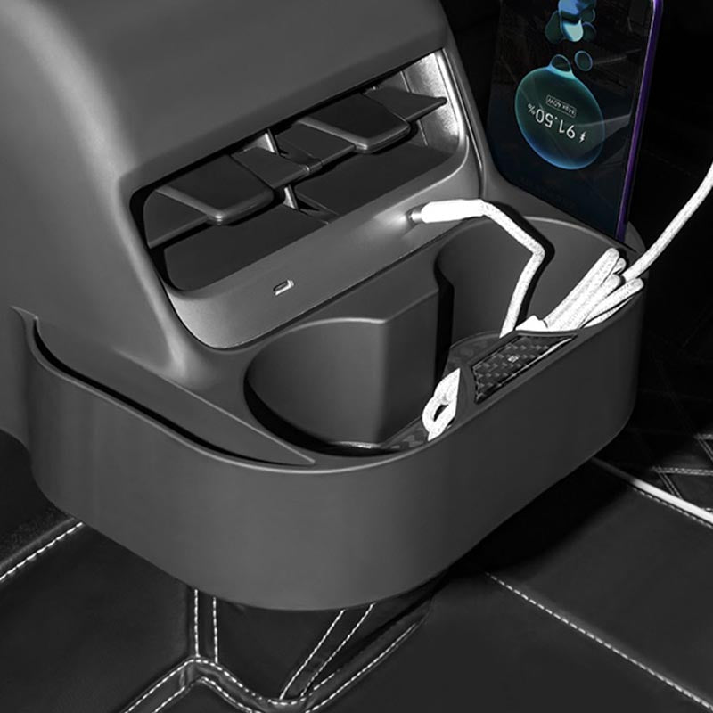 Model 3/Y Rear Exhaust Cup Holder Storage Box for Tesla