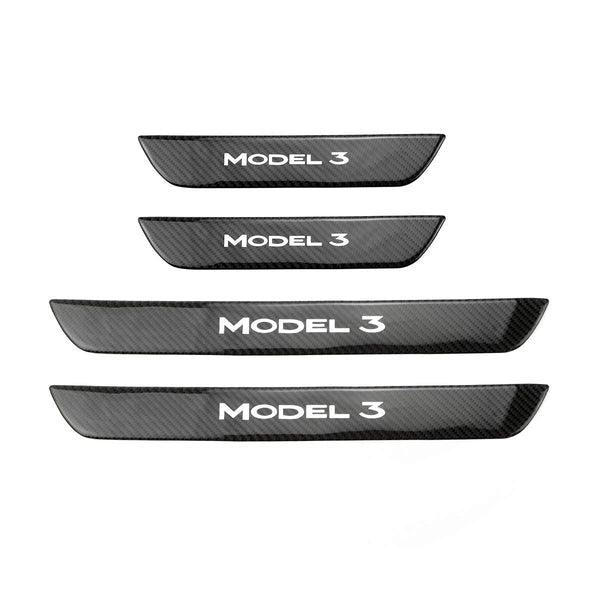 Model 3 Front / Real Door Sill Cover Protector (4 pcs) for Tesla(2017-2023) Carbon Fiber