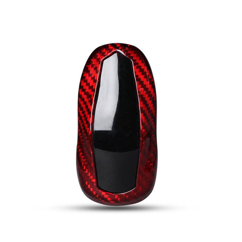 [Real Carbon Fiber] Model S/3/Y Key Fob Cover, Key Fob Holder Real Carbon Fiber - Red