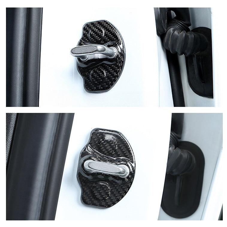 [Real Carbon Fiber] Door Latch Lock Cover Protector for Tesla Model 3/Y (4pcs) (2017-2023)