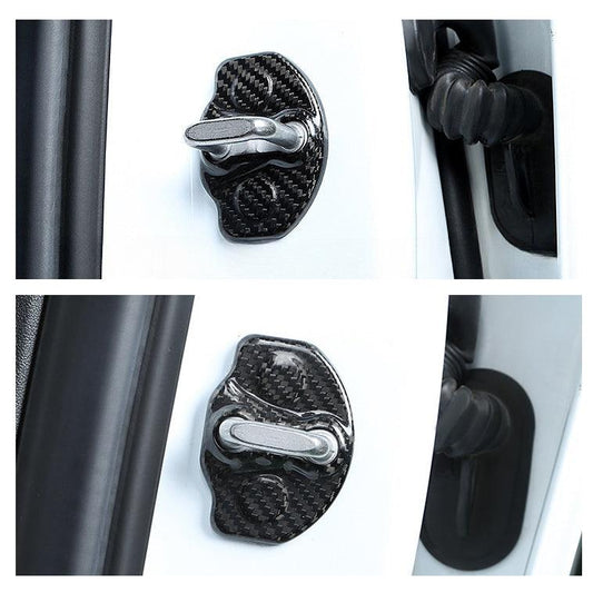 [Real Carbon Fiber] Door Latch Lock Cover Protector for Tesla Model 3/Y (4pcs) (2017-2023)