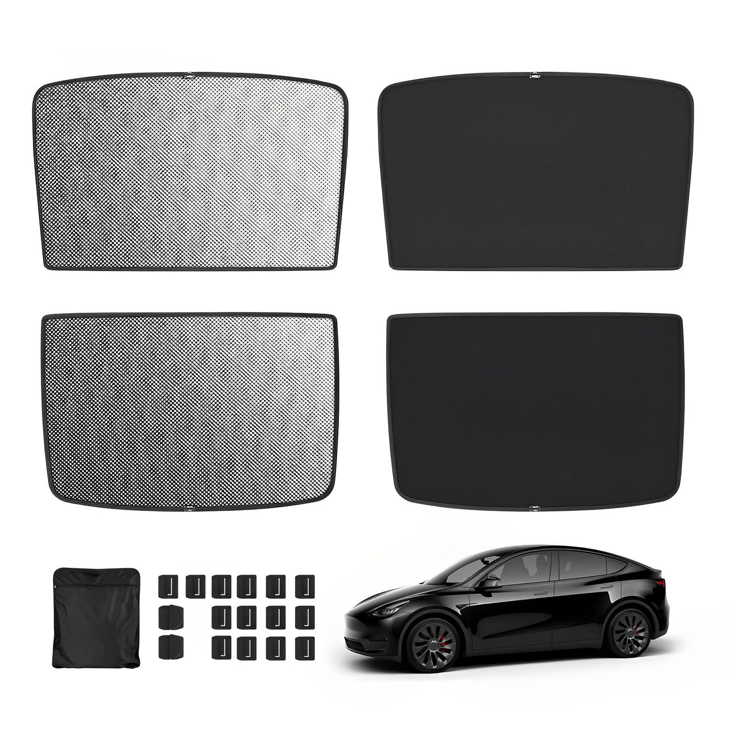 Upgrade Built-in Reflective Sunroof Sunshade for Model Y / Model 3 Black