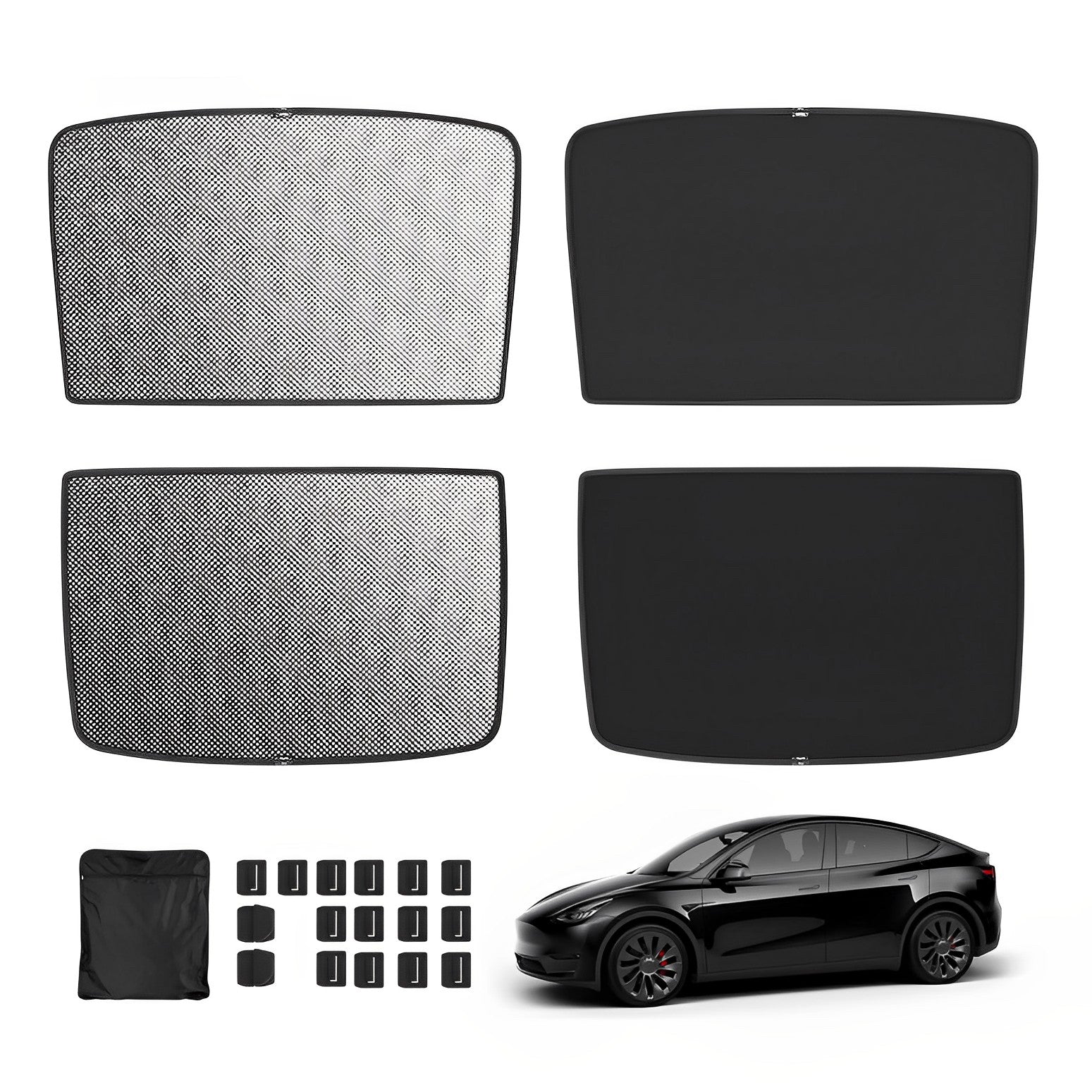 Upgrade Built-in Reflective Sunroof Sunshade for Model Y / Model 3 Black